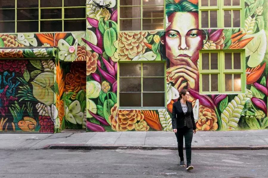 A mural adorns the outside walls of 111 Minna Gallery